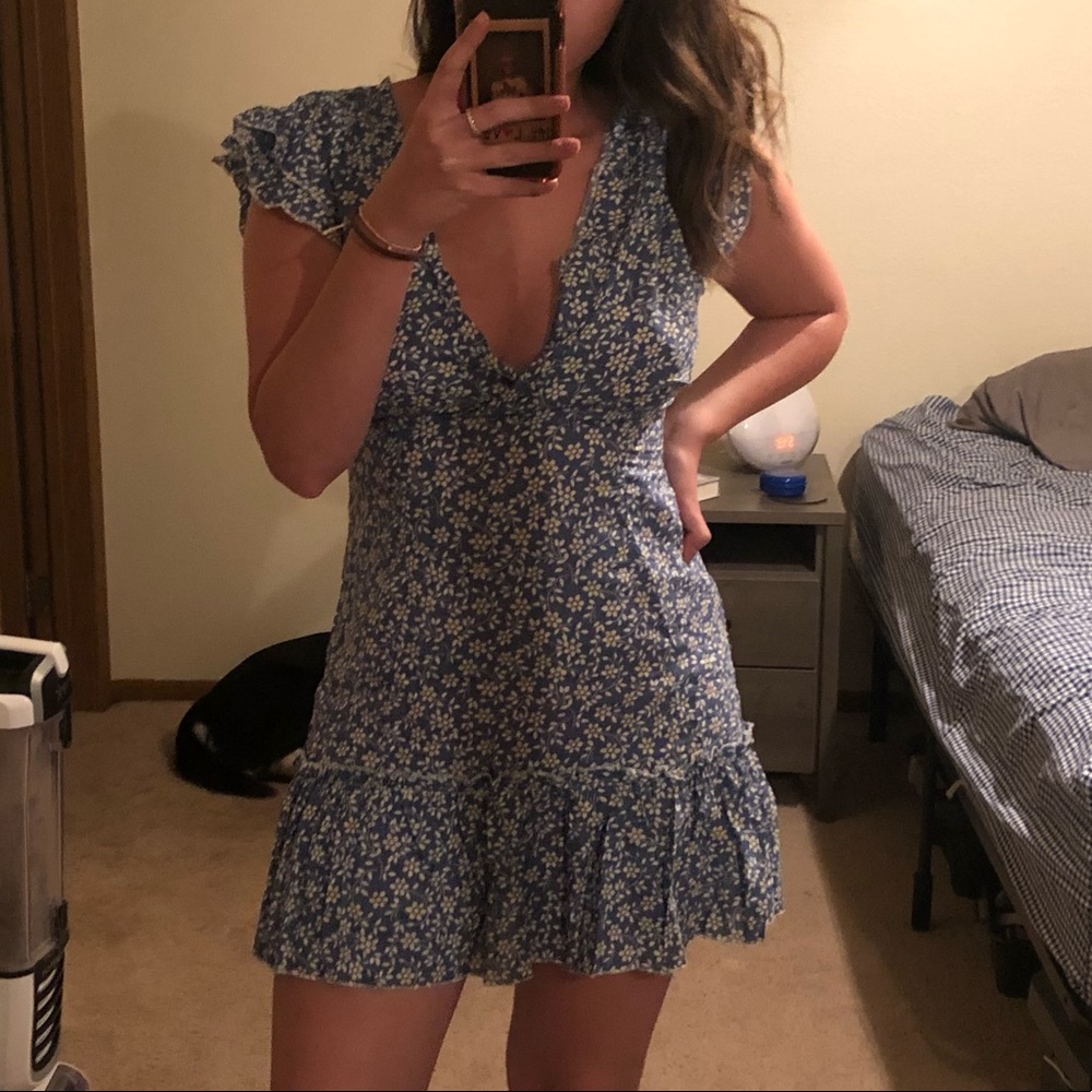 SHOP JAXS BLUE FLORAL DRESS